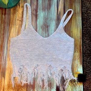Ripped Knit Tank Crop Top